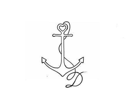 Fine Line Anchor Tattoo Design, Anchor Tattoo With Heart, Anchor Heart Tattoos For Women, Simple Anchor Drawing, Anchor With Initials Tattoo, Anchor Name Tattoo, Tiny Anchor Tattoos For Women, Small Anchor Tattoos For Women Simple, Fineline Anchor Tattoo