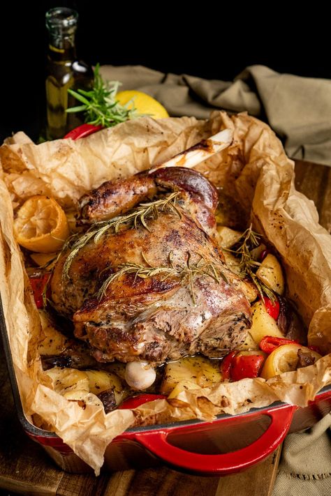 Looking for a new and flavorful way to cook lamb, we think you’ll love this greek recipe. We show you how to cook a lamb kleftiko. A whole leg of lamb slow-roasted in the oven for 5 hours to create melt in the mouth lamb and potatoes with onion and peppers. It can also be prepared using other bone-in cuts, such as half a shoulder or lamb shank, simpy half the quantity of other ingredients used, and check the cooking times for all sizes, given in the blog post. Slow Cooker Leg Of Lamb Recipe, Potatoes Onions And Peppers, Slow Cooker Leg Of Lamb, Greek Lamb Recipes, Lamb Kleftiko, Lamb Roast Dinner, Slow Roasted Lamb Shoulder, Lamb Roast Recipe, Lamb Leg Recipes