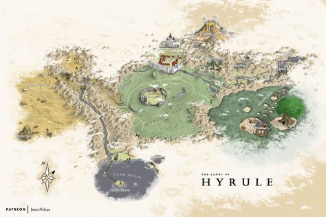 "Hyrule map from The Legend of Zelda: Ocarina of Time" by James Nalepa Full World Map, Zelda Map, Legend Of Zelda Poster, Zelda Ocarina Of Time, World Map Poster, Vintage Style Art, Map Decor, Ocarina Of Time, Vintage Games