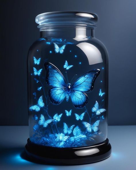 Capturing the detailed beauty of a luminous butterfly in a glass jar on a high-quality black night background 🐧 #butterfly #glass jar #night background #high quality #black #luminous #detailed #resin #photooftheday #nature #beautiful #art #inspiration #photography #creativity #aiart Art Inspiration Photography, Butterfly Jar, Photography Creativity, Background High Quality, Night Background, Black Night, Inspiration Photography, Blackest Night, Butterfly Wallpaper