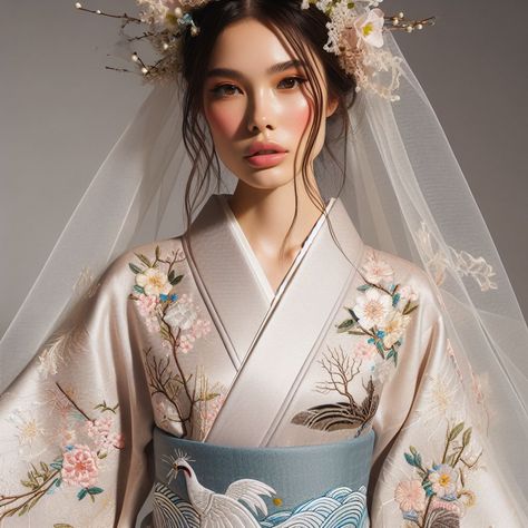 Bridal Kimonos: A Fusion of Tradition and Modern Romance Japanese Bride Traditional, Kimono Inspired Wedding Dress, Japanese Wedding Dress Kimonos, Japanese Kimono Fashion Modern, Japanese Wedding Dress Modern, Kimono Fashion Traditional, Kyoto Wedding, Wedding Dress Kimono, Kimono Wedding Dress