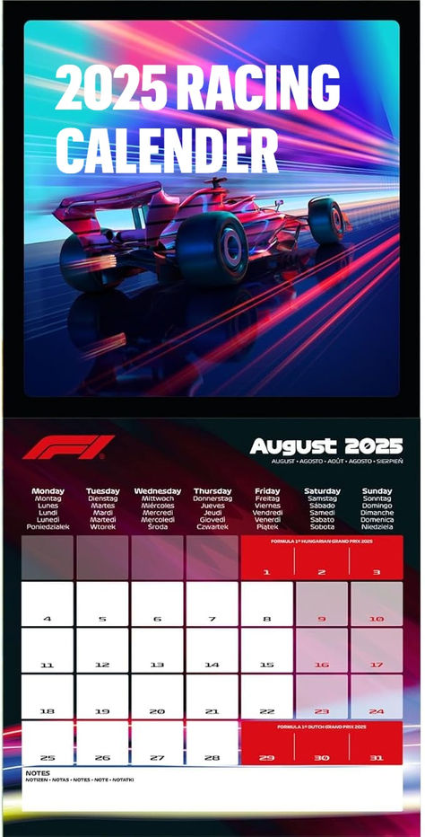 30x30 Square Wall Calendar – Formula 1 Racing Calendar, Premium Motorsport Images, 12-Month Planner, For Racing Fans, Perfect for Office or Home Decor Racing Decor, Formula 1 Racing, Month Planner, Planner Gift, 2025 Calendar, Monthly Planner, Wall Calendar, Pyramid, Formula 1