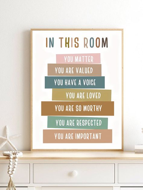 Multicolor  Collar  Non-woven Fabric   Embellished   Home Decor Counselling Room Decor, Counseling Room Decor, Psychology Office Decor, Counselling Room, Canvas Painting Quotes, Therapy Office Decor, Kids Interior Room, Therapy Room, Motivational Wall