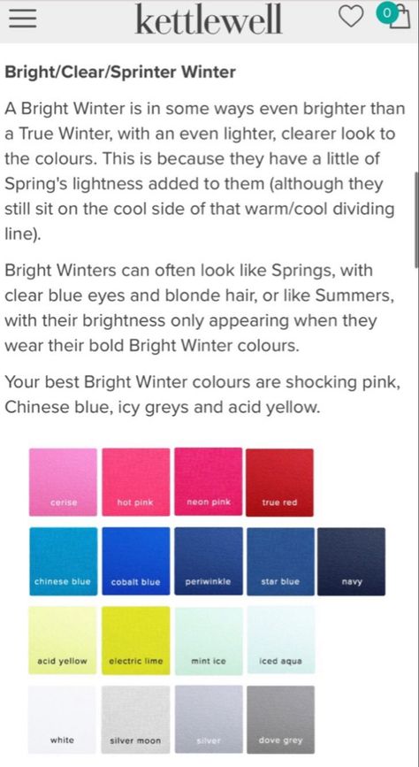 Winter House Of Colour, Bright Clear Winter, True Winter Palette, Bright Winter Outfits, House Of Colour, House Colour, Clear Winter, Color Mixing Chart, Clear Spring