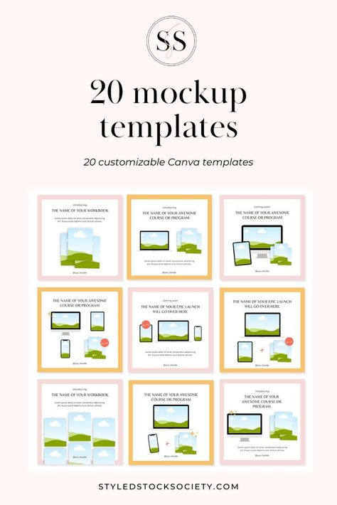 Canva Mockup Templates, Mockup Design Templates, Website Mockup Templates, Business Model Canvas, Website Mockup, Free Mockup Templates, Marketing Graphics, Instagram Graphics, Branding Resources