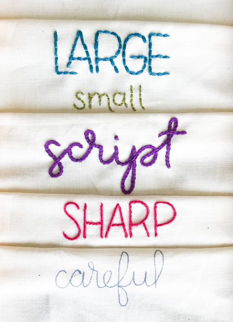 5 tired and true tips for making embroidery lettering for beginners. We cover both block and script lettering. Diy Embroidery Letters, Back Stitch Embroidery, How To Embroider Letters, Lettering For Beginners, Hand Embroidery Letters, Embroidery Lettering, Diy Hand Embroidery, Basic Hand Embroidery Stitches, Chain Stitch Embroidery