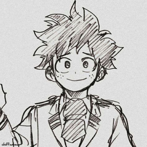 art credit - @horikoshiko on Twitter Mha Doodles, Mha Sketches, Mha Icons, Doodle Characters, Best Anime Drawings, Anime Drawing Books, Warrior Cats Art, Midoriya Izuku, Art Tools Drawing