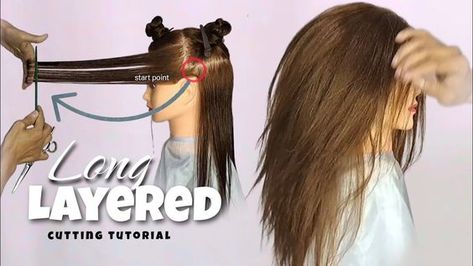 How To Cut Long Layers - Layered Haircut Tutorial Hair In Layers Long, How To Layer Hair, Layered Haircut Tutorial, Dream Haircut, Hair In Layers, Trim Your Own Hair, Long Layered Haircut, Hair Step By Step, Cut Your Own Hair