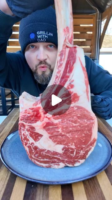 Maciej Zurawski on Instagram: "Skip the steakhouse and make this one at home. The perfect grilled tomahawk steak with a roasted garlic compound butter. Yes, cooking a tomahawk at home can seem intimidating but it doesn’t have to be! It’s actually easier to cook a thicker and bigger cut of beef like this one than it is a thinner cut steak. It comes up to temperature slower and is much harder to overcook. I finished this one with a roasted garlic compound butter for even more flavor! So easy and so delicious. The full recipe is on my site. #grillinwithdad #steak #grill #bbq #dinner #howtogrill" Grilled Tomahawk Steak, Garlic Compound Butter, Tomahawk Steak Recipe, Steak Salad Recipe, Beef Chops, Steak Night, Steak Grill, Steak Breakfast, Cooking Over Fire