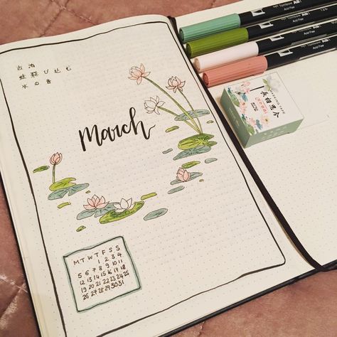 Bullet journal monthly cover page, March cover page, flower drawings. | @ladyembur March Cover Page, Bullet Journal Calendrier, Journal Monthly Cover, Bullet Journal Monthly Cover, Monthly Cover Page, Bullet Journal Monthly, March Bullet Journal, Bullet Journal Month, Bullet Journal 2019