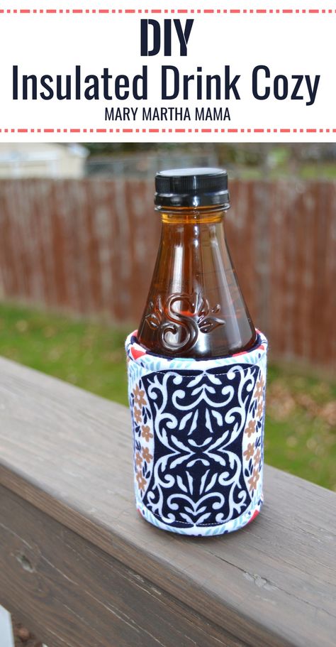 Insulated Drink Cozy Tutorial – Mary Martha Mama Diy Rice Heating Pad, Koozie Pattern, Beer Coozie, Beer Cozy, Drink Cozies, Bottle Cozies, Mary And Martha, Diy Cans, Cup Cozy