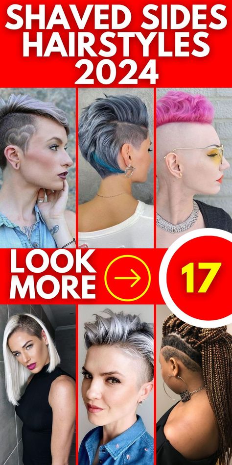 Shaved sides hairstyles 2024 are set to redefine hair fashion with their bold and daring appeal. Whether you have medium, short, or long hair, the shaved sides hairstyle can be tailored to suit your individuality. This edgy look, characterized by one side or both sides shaved, creates an undercut effect that's both striking and versatile. Woman Shaved Sides Long Hair, Long Top Shaved Sides Women, Women’s Hair Shaved Sides, Shaved Sides Long Top Women, Long Pixie Shaved Sides, Women’s Shaved Hair Styles, Shaved Sides And Back Hairstyles, Part Shaved Hairstyles Women, Womens Shaved Sides Haircut Short