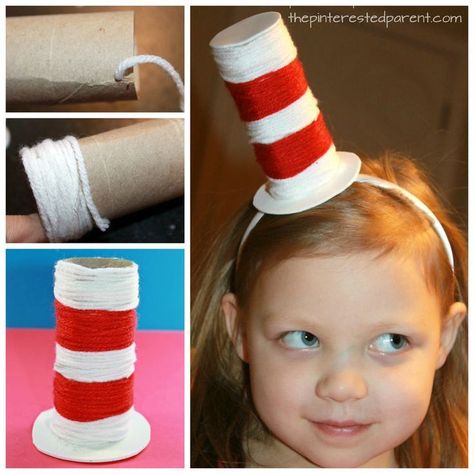 15 Dr. Seuss Crafts for Kids Dr Suess Hats, Dr Seuss Diy Costumes, Dr Seuss Costumes, Recycle Cardboard, Dr Seuss Party Ideas, Dr Seuss Hat, Dr Seuss Crafts, Seuss Crafts, Dr. Seuss