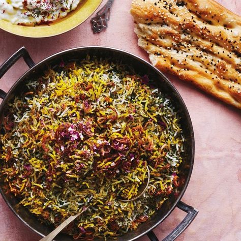 Sabzi Polo, Shallots Recipe, Herb Rice, Herbed Rice, Shallot Recipes, Persian Rice, Crispy Shallots, Saffron Rice, Green Garlic