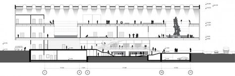 Museum of Arts / FORMA Exhibition Architecture Plan, Museum Section Architecture, Museum Facade Design Architecture, Museum Drawing, Museum Plan, Elevation Drawing, Architecture Elevation, High Museum, Architecture Building Design