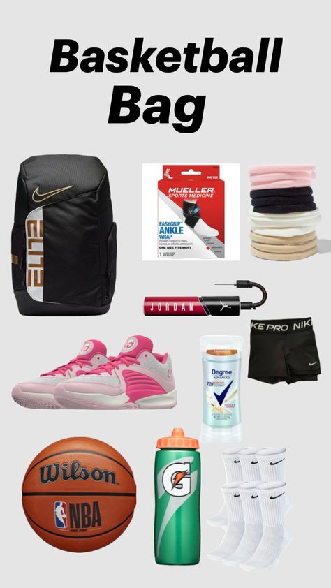 What’s In My Basketball Bag, Basketball Must Haves, Basketball Bag Essentials, Basketball Outfits, Basketball Board, Basketball Backpack, Basketball Stuff, Basketball Bag, Backpack Essentials