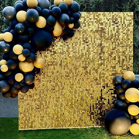 Gold Sequin Wall Backdrop, Sequin Shimmer Backdrop, Backdrop For 50th Birthday Party, Birthday Party Picture Backdrop, Birthday Party Decorations Silver, Gold Shimmer Wall, Gold Sequin Backdrop, Shimmer Backdrop, Graduation Backdrops