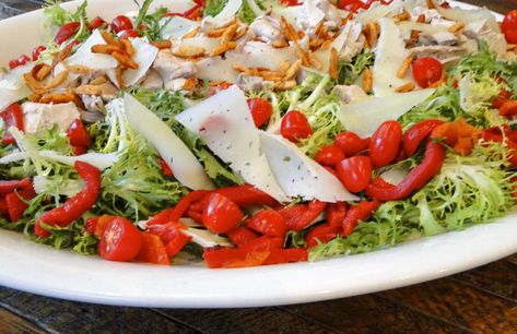 Spanish Chicken Salad | Something New For Dinner Frisee Salad, Spanish Salad, Meals For Family, Tapas Dinner, Paprika Recipes, Spanish Chicken, Great Meals, Manchego Cheese, Vinegar Dressing