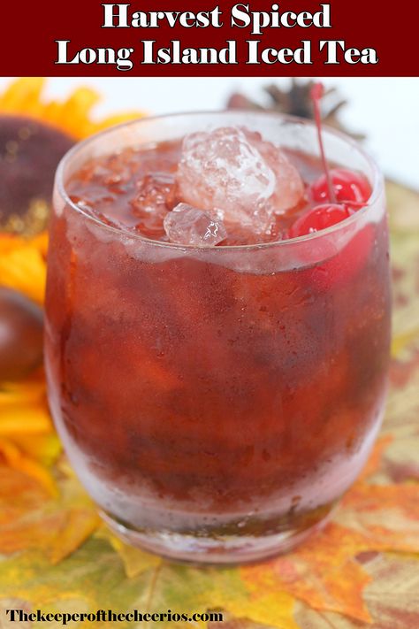 harvest-spiced-long-island-tea-1 Fall Long Island Iced Tea, Alcoholic Drinks With Pineapple Juice, Syringe Shots, Island Drinks, Long Island Tea, Drinks With Pineapple Juice, Autumn Drinks, Thanksgiving Games For Adults, Cranberry Drinks