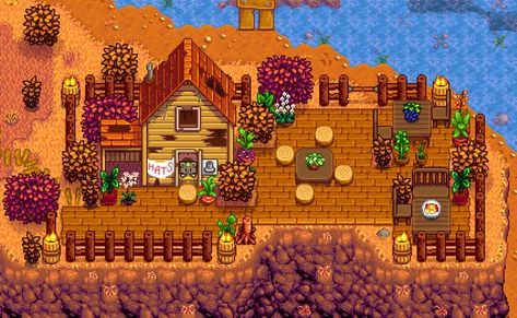 Stardew Valley Hat Mouse Decor, Stardew Valley Train Station Design, Stardew Valley Traveling Cart Design, Stardew Valley Stable Ideas, Stardew Valley Outdoor Decor, Stardew Valley Town Decoration Ideas, Stardew Valley Bus Stop Design, Stardew Valley Grandpa Shrine, Stardew Valley Town Decor