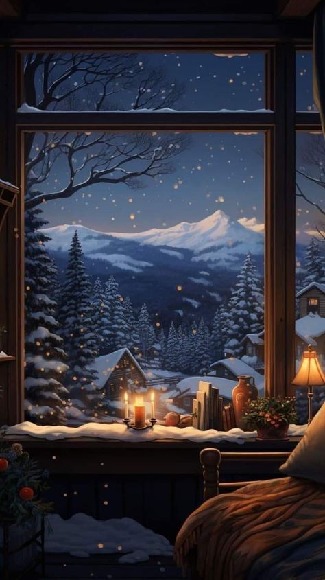 Places Pics, Winter Wonderland Wallpaper, Starry Night Wallpaper, Business Decoration, Winter Drawings, Profile Cover, Home Corner, Christmas Windows, Dream Pictures