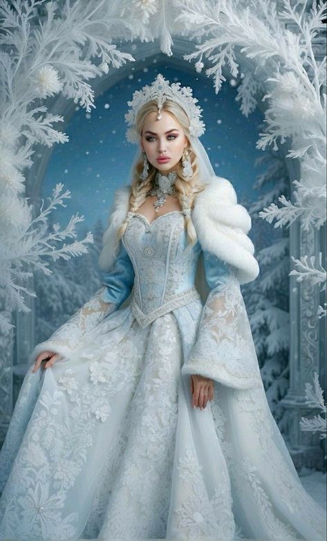 Ice Dress Fantasy Art, Snow Queen Dress, Snow Queen Costume, Ice Queen Costume, Winter Gowns, Snowflake Dress, Snow Maiden, Winter Princess, Trendy Christmas Outfits