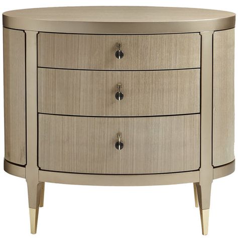 A Dream Come True Bedside Table | Caracole | LuxDeco.com Oval Nightstand, Industrial Office Furniture, Taupe Paint, Modern Classic Furniture, Small Shelf, Wood Bedside Table, 3 Drawer Nightstand, Small Shelves, A Dream Come True