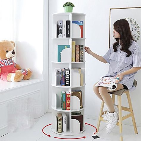 Rotating Shelves, Rotating Plant Shelf, Spinning Bookcase, Bookshelf Rotating, Rotating Bookshelf Plans, Revolving Bookcase, Unique Bookshelves, Stackable Shelves, Apartment Walls