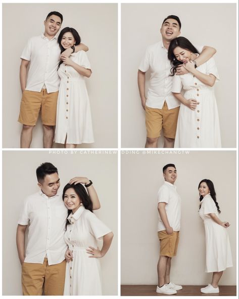 Photobox Couple Photo Ideas, Casual Prewedding Outfit, Korean Prewedding Photography Casual, Prenup Outfit Ideas, Casual Prenup Outfit, Studio Prenup Shoot Ideas, Prewed Studio Casual, Prewedding Outfit Ideas Casual, Foto Prewedding Casual