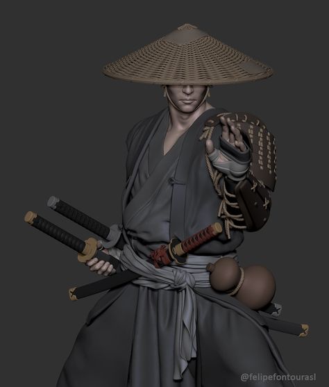 Samurai by Felipe FontouraHi guys This is a wip of a samurai I was working a some time ago.  I hope to finish this character soon. Hope you like it! Female Warrior Outfit, Kendrick Lamar Art, Samurai Drawing, Samurai Concept, Ronin Samurai, Japanese Art Samurai, Character Turnaround, Prime 1 Studio, Warrior Outfit