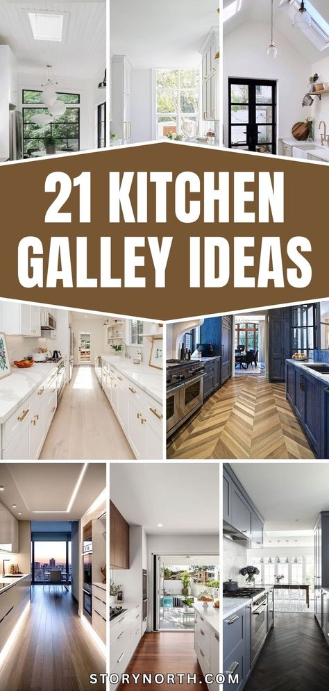 Save this pin for top-notch kitchen galley ideas that will take your cooking space to the next level. Elevate the heart of your home with these innovative layouts and designs. #KitchenDecor #HomeImprovement #InteriorDesignIdeas Cottage Galley Kitchen Ideas, One Sided Galley Kitchen Ideas, Galley Kitchen Color Ideas, Beautiful Galley Kitchens, Small Open Galley Kitchen, Navy Galley Kitchen, Galley Kitchen Refrigerator Placement, Cape Cod Galley Kitchen, Galley Kitchen And Dining Room Combo