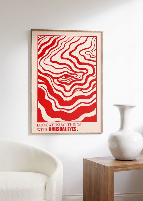 70s Wall Art, Psychedelic Art, Retro Poster, Y2K Poster, Trendy Wall Art, Trippy Art, Retro Wall Art, Gradient Poster, Red Art Print by artevinadesign on Etsy Wall Art Trippy, Bohemian Poster, Composters, Y2k Poster, 70s Wall Art, Spiritual Poster, Etsy Poster, Trippy Wall Art, Gradient Poster