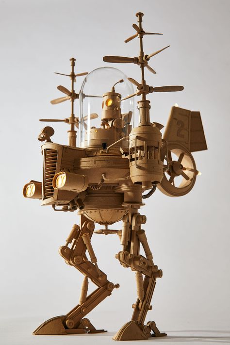 Sci-Fi Inspired Cardboard Sculptures by Greg Olijnyk Feature Fully Articulated Limbs and Working Motors | Colossal Cardboard Sculptures, Machine 3d, Photo Star, Cardboard Sculpture, Arte Robot, Colossal Art, Sculptural Object, Modern Crafts, Cardboard Art