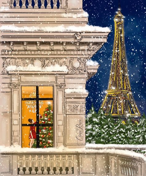 Paris Christmas, Xmas Wallpaper, Day Illustration, Feminine Branding, Christmas Illustrations, Christmas Phone Wallpaper, Christmas Time Is Here, Wallpaper Iphone Christmas, Winter Wallpaper