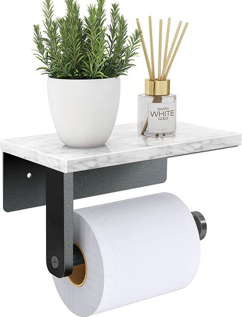 Gypie Marble Toilet Paper Holder with Shelf, 304 Stainless Steel Screw Wall Mounted, Tissue Roll Holder for Bathroom Washroom Matte Black Marble Toilet, Toilet Paper Holder With Shelf, Toilet Paper Holder Wall Mount, Black Toilet Paper Holder, Black Toilet Paper, Toilet Paper Holder Stand, Toilet Paper Holder Wall, Wall Mount Toilet, Bathroom Toilet Paper Holders