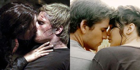 Jennifer Lawrence Reveals Whether She Prefers Kissing Josh Hutcherson or Liam Hemsworth   - Seventeen.com Josh Hutcherson Kissing, Katniss And Peeta Kiss, Hunger Games Kiss, Josh Hutcherson And Jennifer Lawrence, Cute Guy Names, Jennifer Lawrence And Josh Hutcherson, Rainy Day Movies, Team Gale, Josh And Jennifer