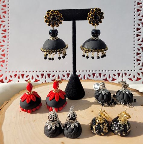 #MirishaCreations #handmade #polymerclayearrings #polymerclaycreations #earringsinprogress #polymerclayloves #polymerclaylove ##jhumki #jhumka #jhumkaswag #jhumkalover #makersgonnamake #colourful #clay #indianjewellery #indianwear #black #earringlover #handmadejewelry #handcrafted #handmadewithlove Clay Jhumka, Clay Earring, Polymer Clay Creations, Indian Jewellery, Indian Wear, Polymer Clay Earrings, Clay Earrings, Polymer Clay, Handmade Jewelry