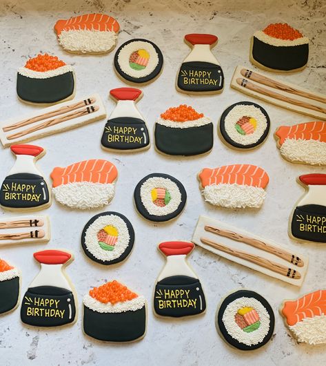 Hibachi Party, Designer Cookies, Graduation Party Cake, Sushi Party, Barnyard Birthday, 10th Birthday Parties, Bach Party, Birthday Dinner, Birthday Dinners