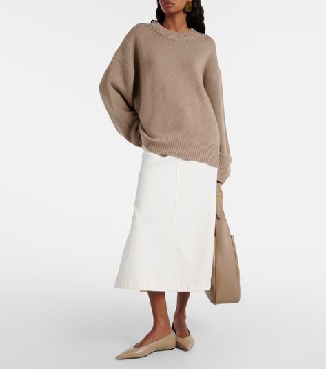 Renske cashmere sweater in beige - Lisa Yang | Mytheresa Lisa Yang, Inner Mongolia, Color Name, Denim Midi Skirt, Beige Sweater, High Rise Denim, Sweaters Knitwear, Mongolia, Cozy Knits