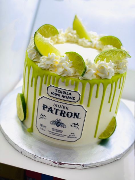 Tequila Cake Design For Men, Tequila Birthday Cake For Men, Margarita Theme Cake, Patron Cake Ideas For Men, Tequila Themed Cake, Green Birthday Cakes For Men, Margarita Cake Design, Tequila Cake Design, Tequila Birthday Cake