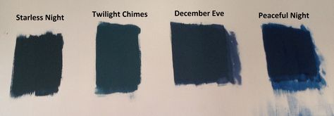 Behr deep blue / navy paints: Starless night (current front runner - deep charcoaly blue), Twilight chimes (green tones), December eve (truer blue navy), Peaceful night (more cobalty blue) Behr December Eve, Living Room Wall Colours, Valspar Bedroom, Condo Paint Colors, Color Palette Decor, Fern House, Paint Color Trends, Bedroom Things, Living Room Wall Color