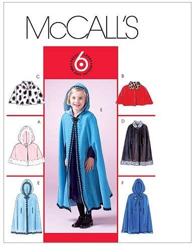 Amazon.com: McCall's Patterns M4703 Children's/Girls' Lined Capelets and Capes, Size CL (6-7-8): Arts, Crafts & Sewing Toddler Cape, Capelet Pattern, Cape Pattern Sewing, Girls Cape, Girls Clothes Patterns, Cape Pattern, Childrens Sewing Patterns, Sewing Patterns For Kids, Mccalls Sewing Patterns