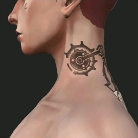 #arcane Vi Neck Tattoo, Vi Arcane Realistic, Jinx Arcane Mask, Arcane Vi Back Tattoo, Vi Tatoos Arcane, Vi Tattoos Arcane, Arcane Vi Tattoo Design, Vis Tattoos Arcane, Vi Back Tattoo Arcane