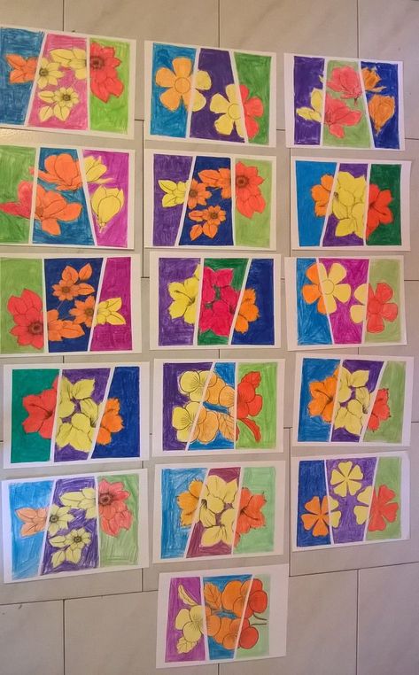 Complementary Colors Art Lesson, Complementary Color Art Projects, Complimentary Color Art Projects, Complementary Colors Art Ideas, Color Art Lessons, Colorful Art Projects, Color Theory Art, Elementary School Art, Fall Art Projects