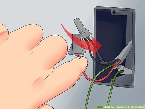 3 Ways to Replace a Light Switch - wikiHow Replace Light Switch, Breaker Box, Colored Tape, Three Way Switch, Old Lights, The Breakers, The Good News, Switch Plate Covers, Switch Plates