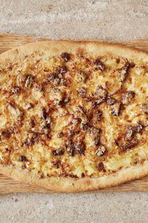 Tarte Flambee Recipe, Crispy Pancetta, Pork Casserole, Great British Chefs, Savory Tart, French Cooking, Great British, Alsace, Flatbread