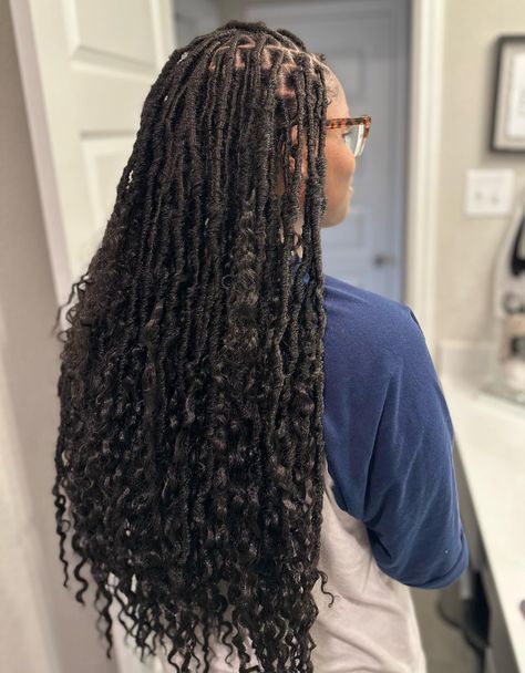 I think this is by far my favorite soft locs style. My daughter rocked this style for 2 months. It can be tricky to take out, I do offer take down service as well. You can get this style by booking soft locs. Hair is not included with this service I used 3 packs of Twisted up, Original Boho Goddess Locs in length 24” and 1 pack of Twisted Up Springy Afro Twist #dallasbraider #mesquitebraider #dfwbraider #heartlandbraider #forneybraider Boho Goddess Locs, Afro Twist, Boho Locs, Goddess Locs, Loc Styles, Locs, Hair Inspo, Twist, Canning