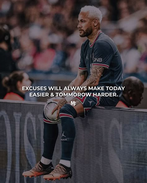 Motivation | Quotes | Football on Instagram: “No excuses anymore💯 Need More Motivation? FOLLOW US⬇️ @mentality.football ✅ @mentality.football ✅ @mentality.football ✅ Activate The…” Motivational Quotes For Success Football, Motivational Quotes From Athletes, Soccer Quotes Motivational Wallpaper, Football Inspiration Quotes, Football Mentality, Football Motivation Quotes, Quotes For Football, Futbol Quotes, Football Quotes Motivational