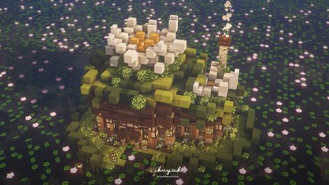 Lilly Pad Minecraft Build, Lily Pad House Minecraft, Minecraft Water Lily, Giant Lily Pads Minecraft, Minecraft Lily Pad Build, Minecraft Houses Swamp, Minecraft Lily Pad, Minecraft Water Builds, Minecraft Houses On Water