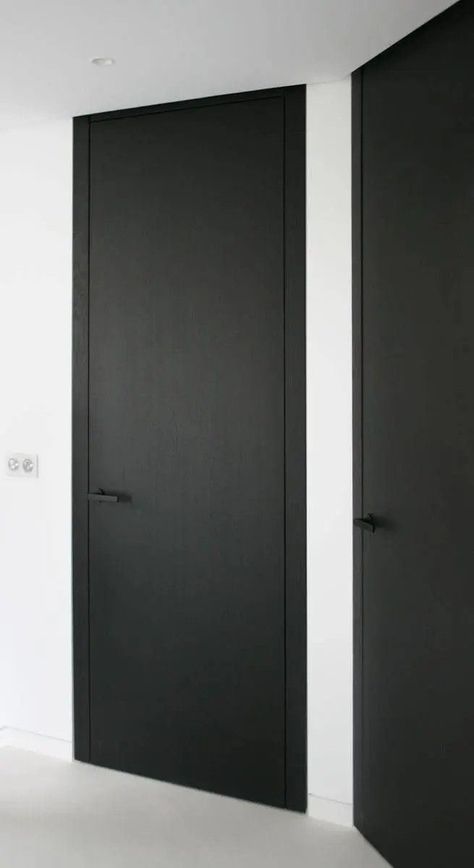 Modern Hallway Door Ideas, Black Bathroom Doors, Black Door Bedroom, Modern Black Interior Doors, Black Door Design, Black Bathroom Door, Black Doors Interior, Interior Doors Wood, Modern Internal Doors